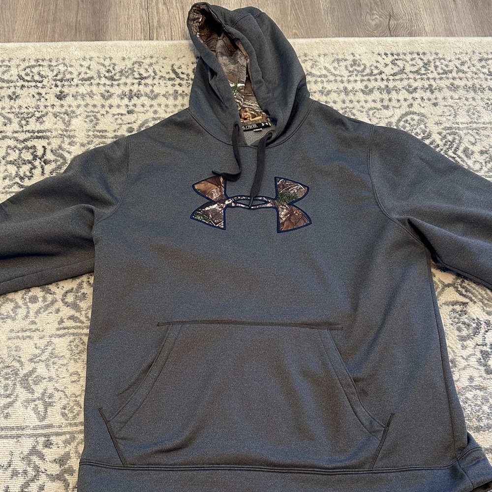 Under Armour Men's Dark Gray Hoodie with Camo Logo